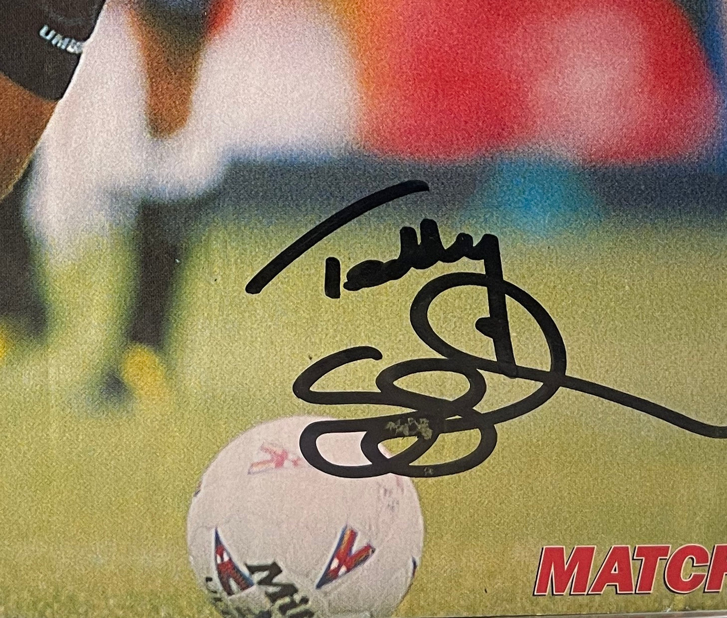 TEDDY SHERINGHAM MANCHESTER UNITED HAND SIGNED MAGAZINE PHOTO WITH COA