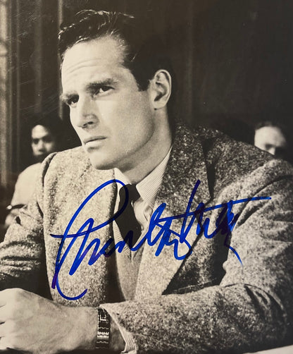 CHARLTON HESTON FAMOUS ACTOR HAND SIGNED FILM PHOTO WITH COA
