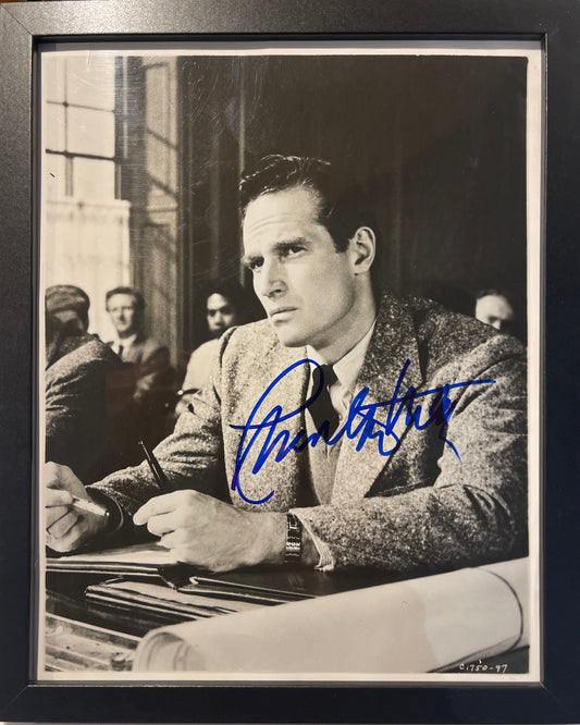 CHARLTON HESTON FAMOUS ACTOR HAND SIGNED FILM PHOTO WITH COA