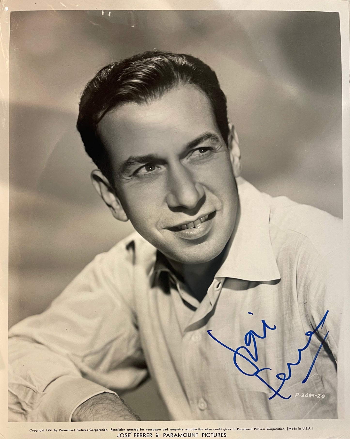 JOSE FERRER FAMOUS ACTOR HAND SIGNED FILM PHOTO WITH COA