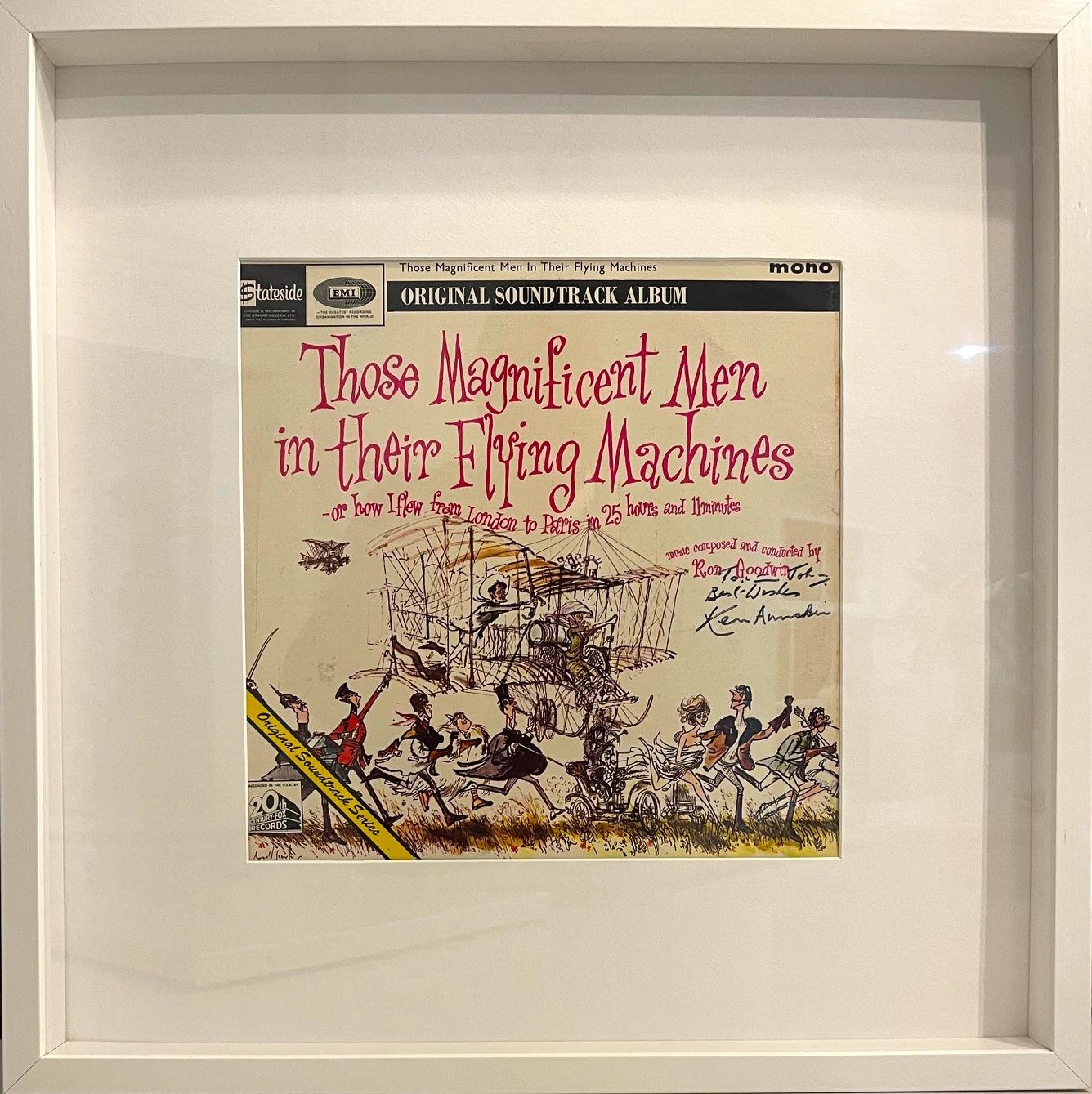 THOSE MAGNIFICENT MEN IN THEIR FLYING MACHINES HAND SIGNED KEN ANNAKIN FRAMED (50cm x 50cm) ALBUM WITH COA