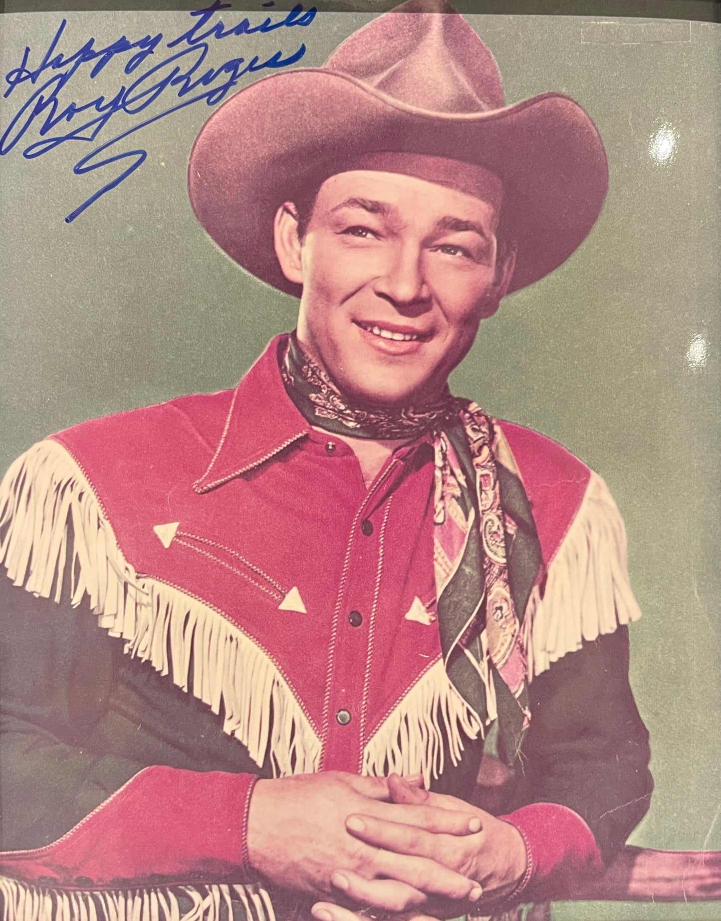 ROY ROGERS HAND SIGNED PUBLICITY PHOTO (10' INCH X 8' INCH) FRAMED WITH COA