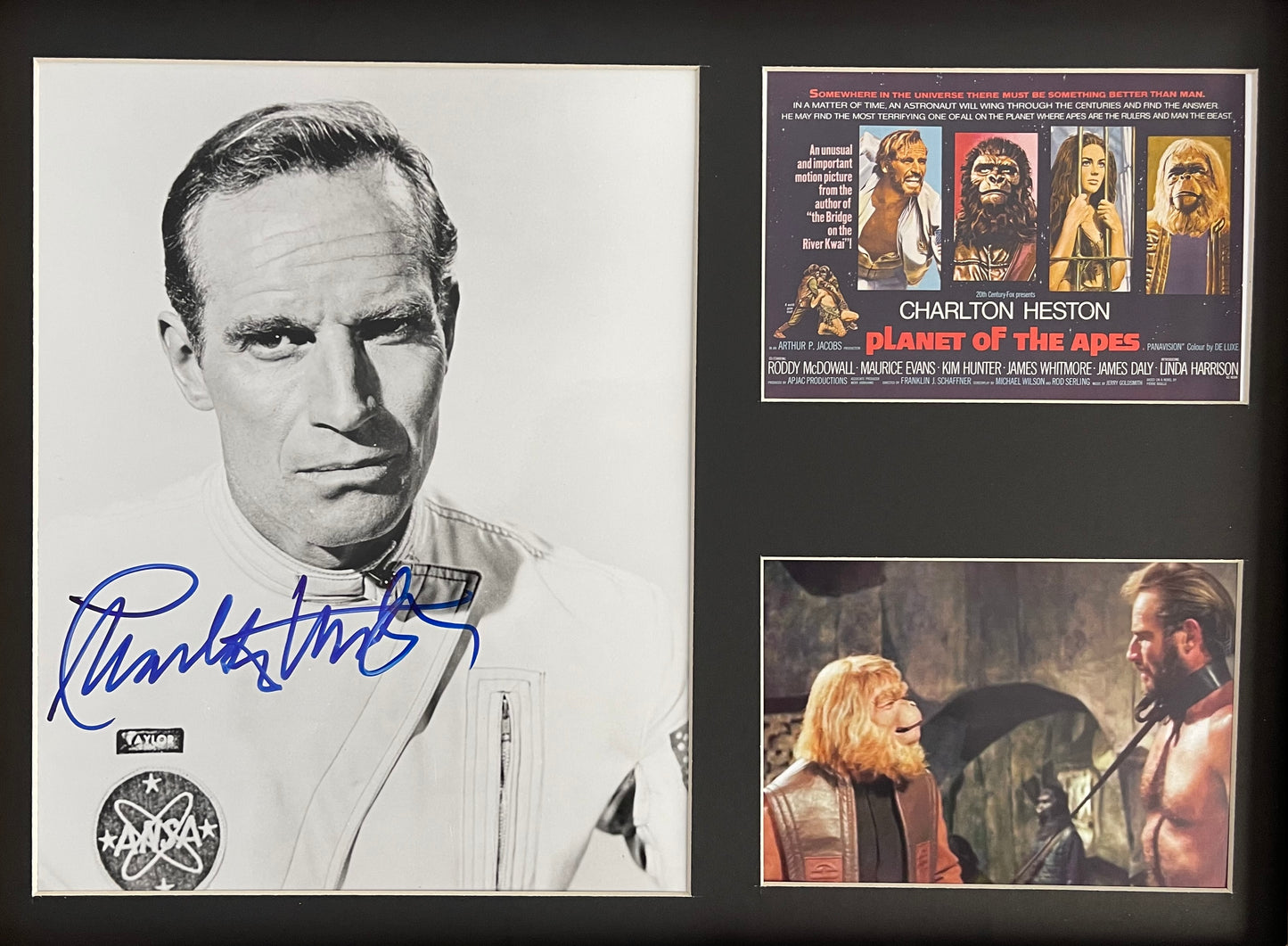 CHARLTON HESTON FAMOUS ACTOR HAND SIGNED 'PLANET OF THE APES' PHOTO WITH COA