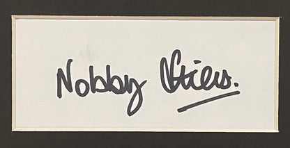 NOBBY STILES HAND SIGNED ENGLAND PRESENTATION WITH AFTAL COA