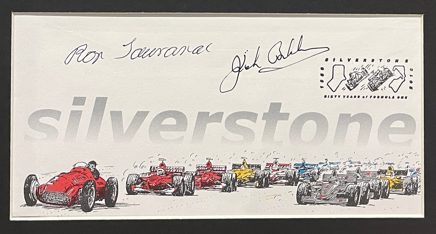 SIR JACK BRABHAM AND RON TAURANAC FORMULA 1 WORLD CHAMPION HAND SIGNED FDC WITH COA