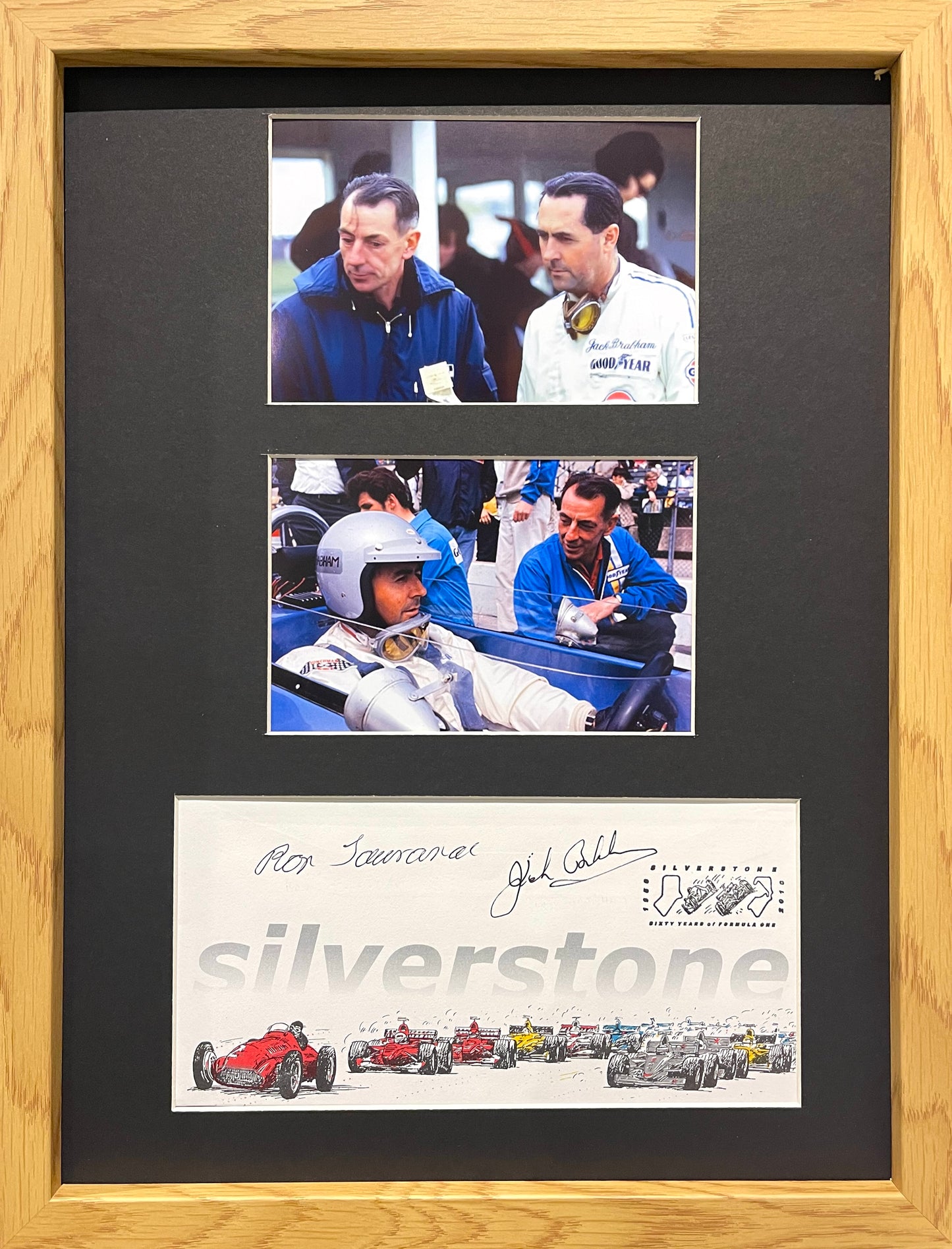 SIR JACK BRABHAM AND RON TAURANAC FORMULA 1 WORLD CHAMPION HAND SIGNED FDC WITH COA