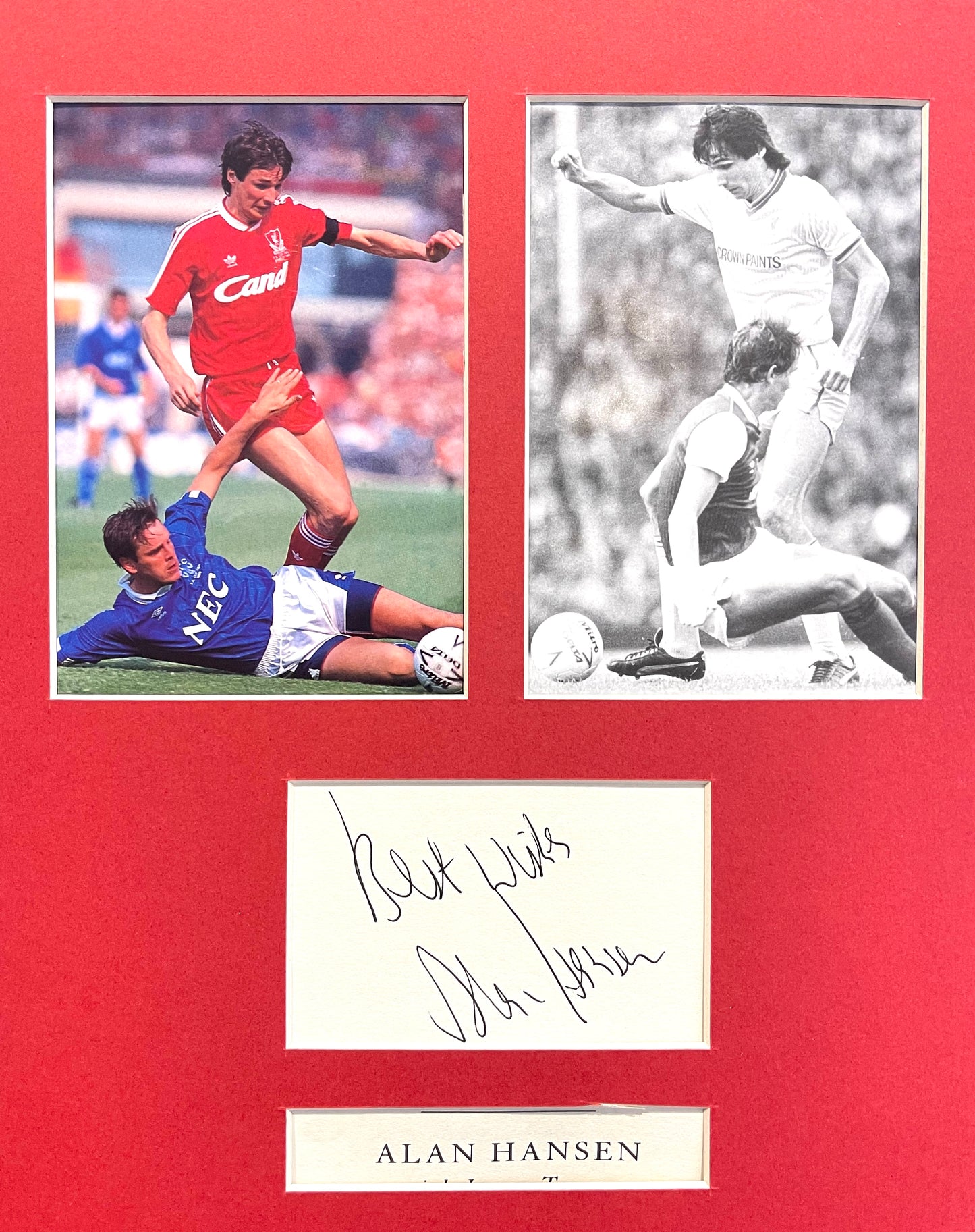 ALAN HANSEN LIVERPOOL FC HAND SIGNED CARD, PHOTO PRESENTATION WITH COA