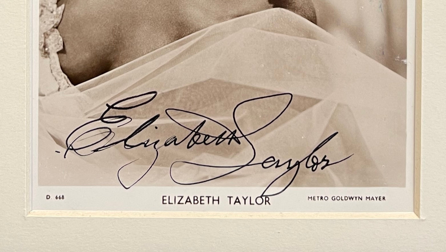 ELIZABETH TAYLOR GUARANTEED HAND SIGNED FRAMED PHOTO WITH AFTAL COA