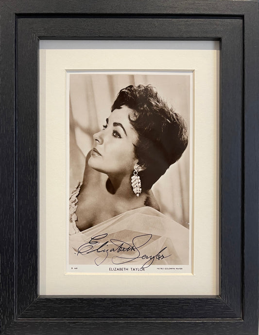 ELIZABETH TAYLOR GUARANTEED HAND SIGNED FRAMED PHOTO WITH AFTAL COA