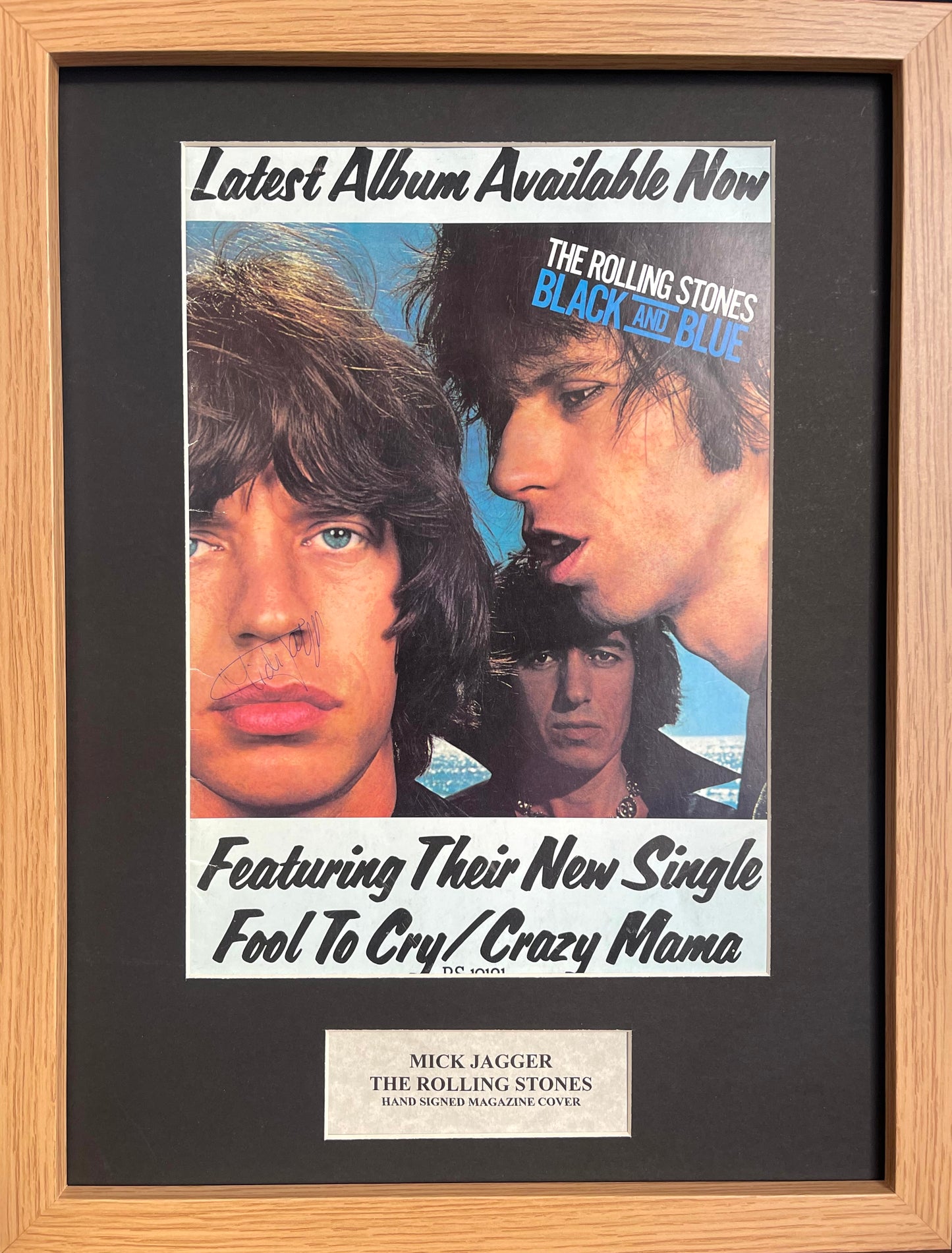 MICK JAGGER, ROLLING STONES, HAND SIGNED MAGAZINE COVER WITH AFTAL COA