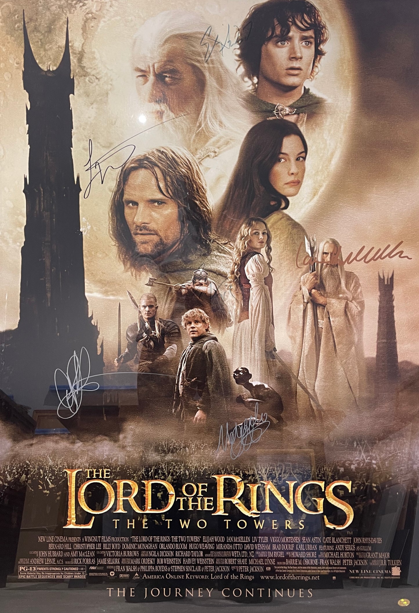 MULTI-CAST GUARANTEED HAND SIGNED 'LORD OF THE RINGS' POSTER WITH COA