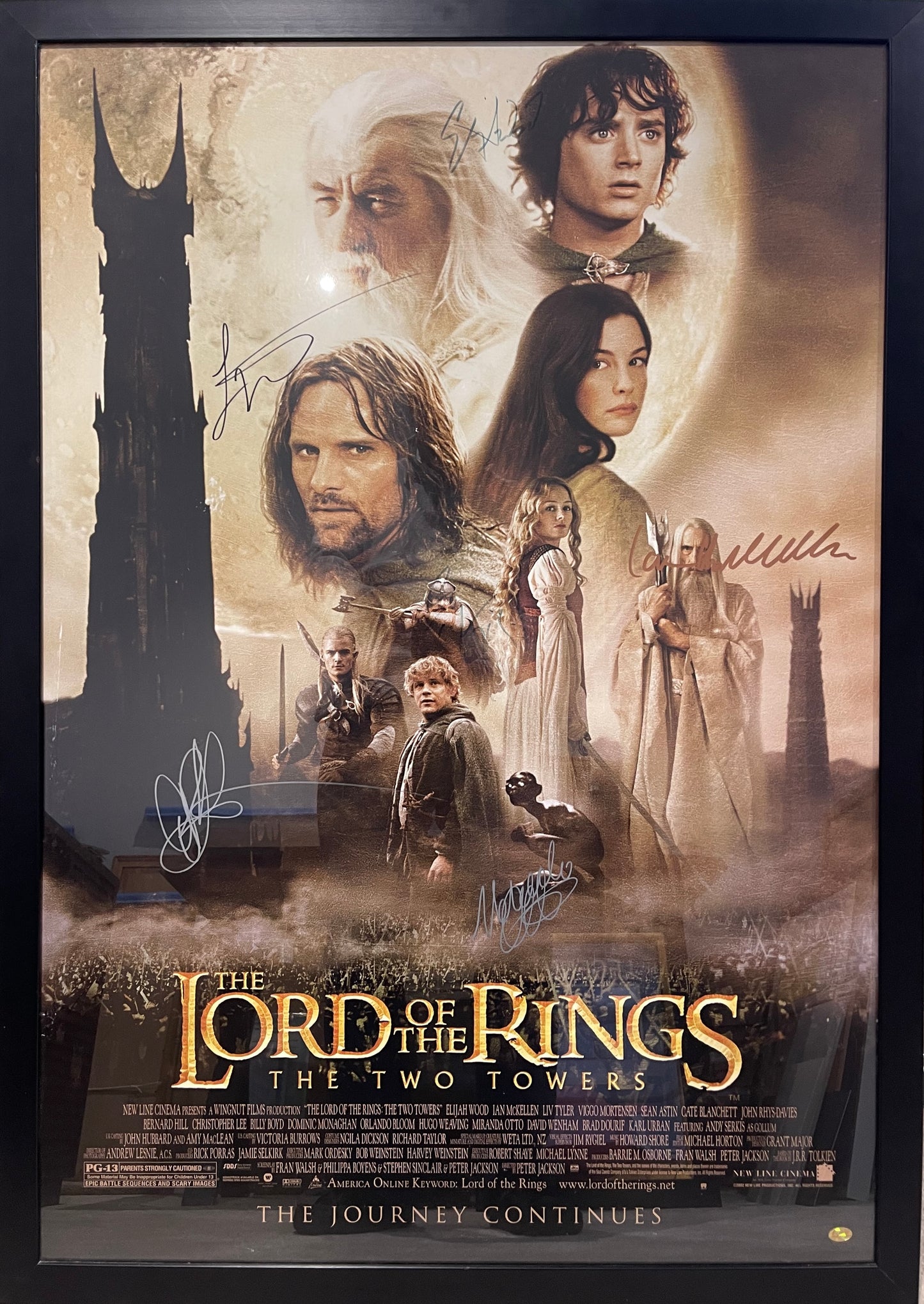 MULTI-CAST GUARANTEED HAND SIGNED 'LORD OF THE RINGS' POSTER WITH COA