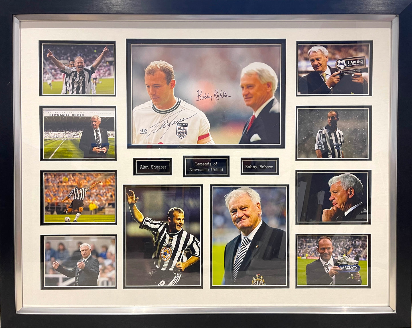 BOBBY ROBSON, ALAN SHEARER, NEWCASTLE UNITED LEGENDS HAND SIGNED PHOTO COA