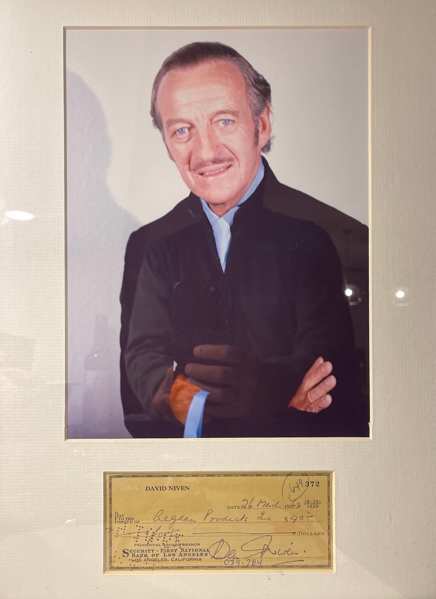 DAVID NIVEN HAND SIGNED CHEQUE WITH AFTAL COA