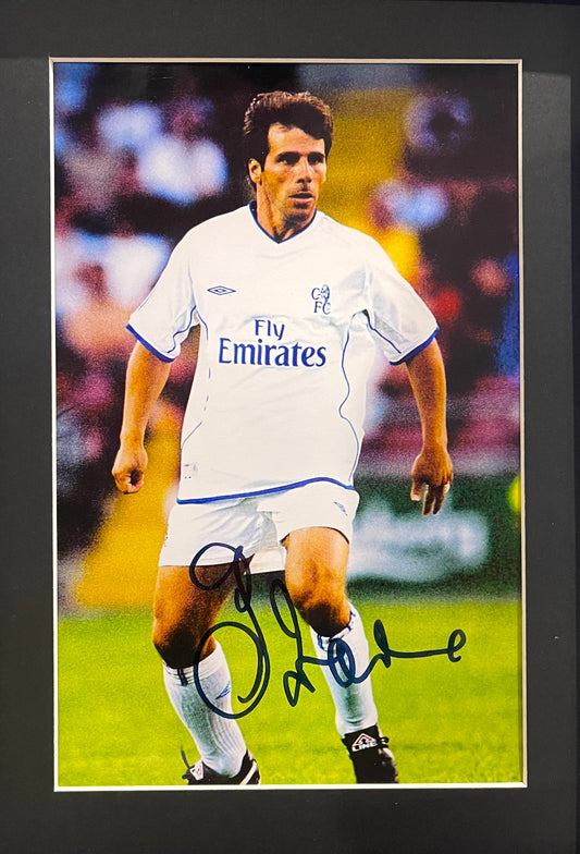 GIANFRANCO ZOLA CHELSEA LEGEND HAND SIGNED FRAMED PHOTO WITH COA