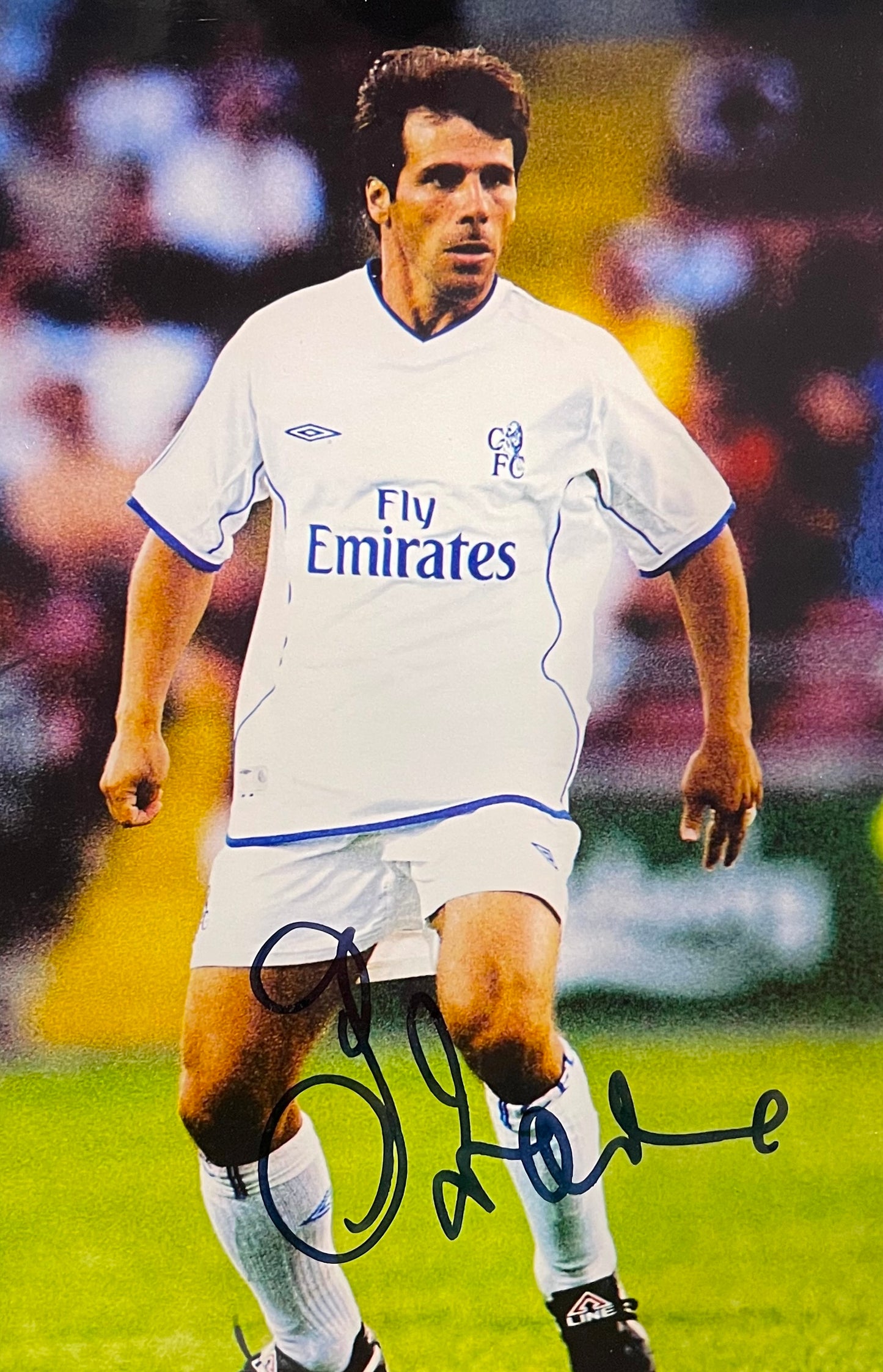 GIANFRANCO ZOLA CHELSEA LEGEND HAND SIGNED FRAMED PHOTO WITH COA