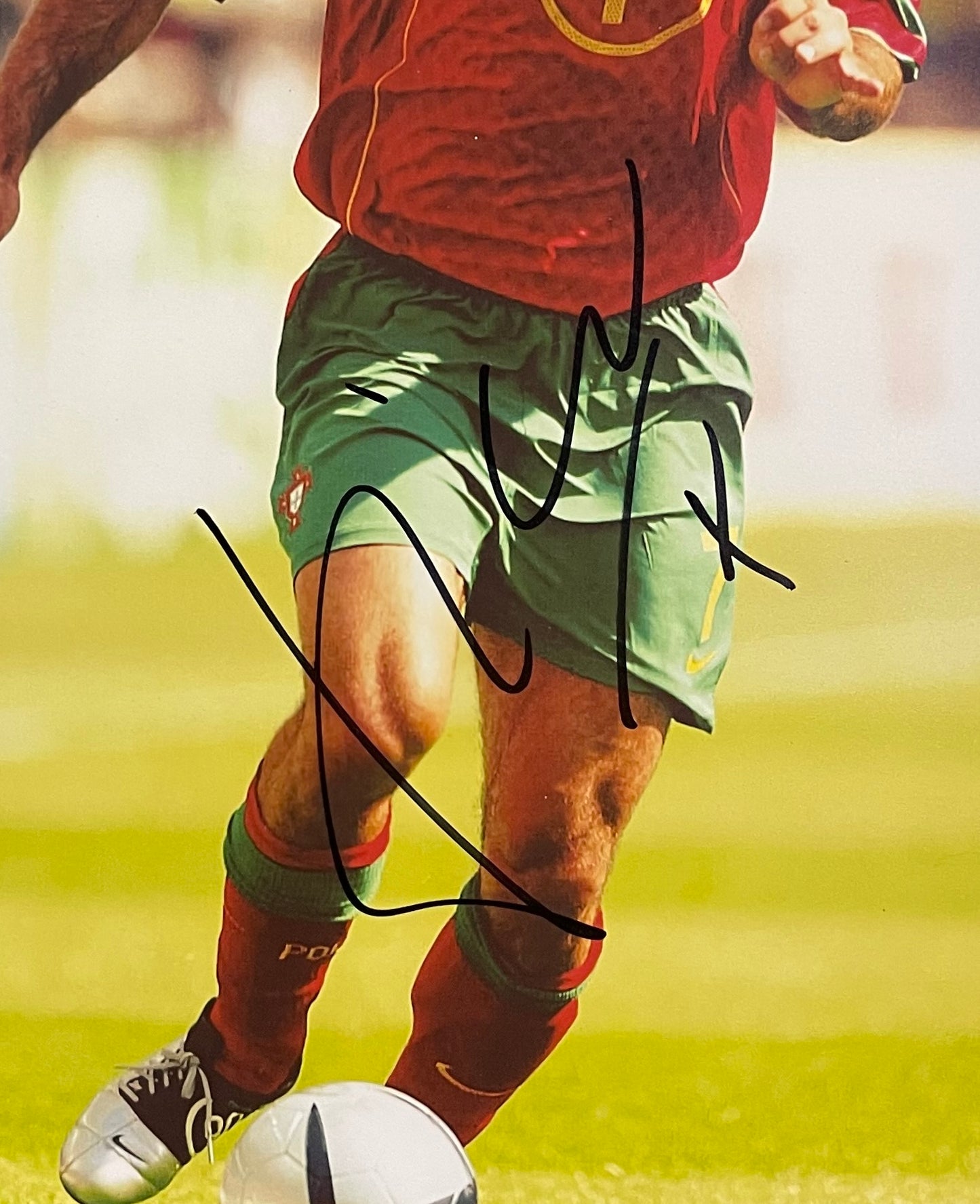 LUIS FIGO PORTUGUESE LEGEND HAND SIGNED FRAMED PHOTO WITH AFTAL COA