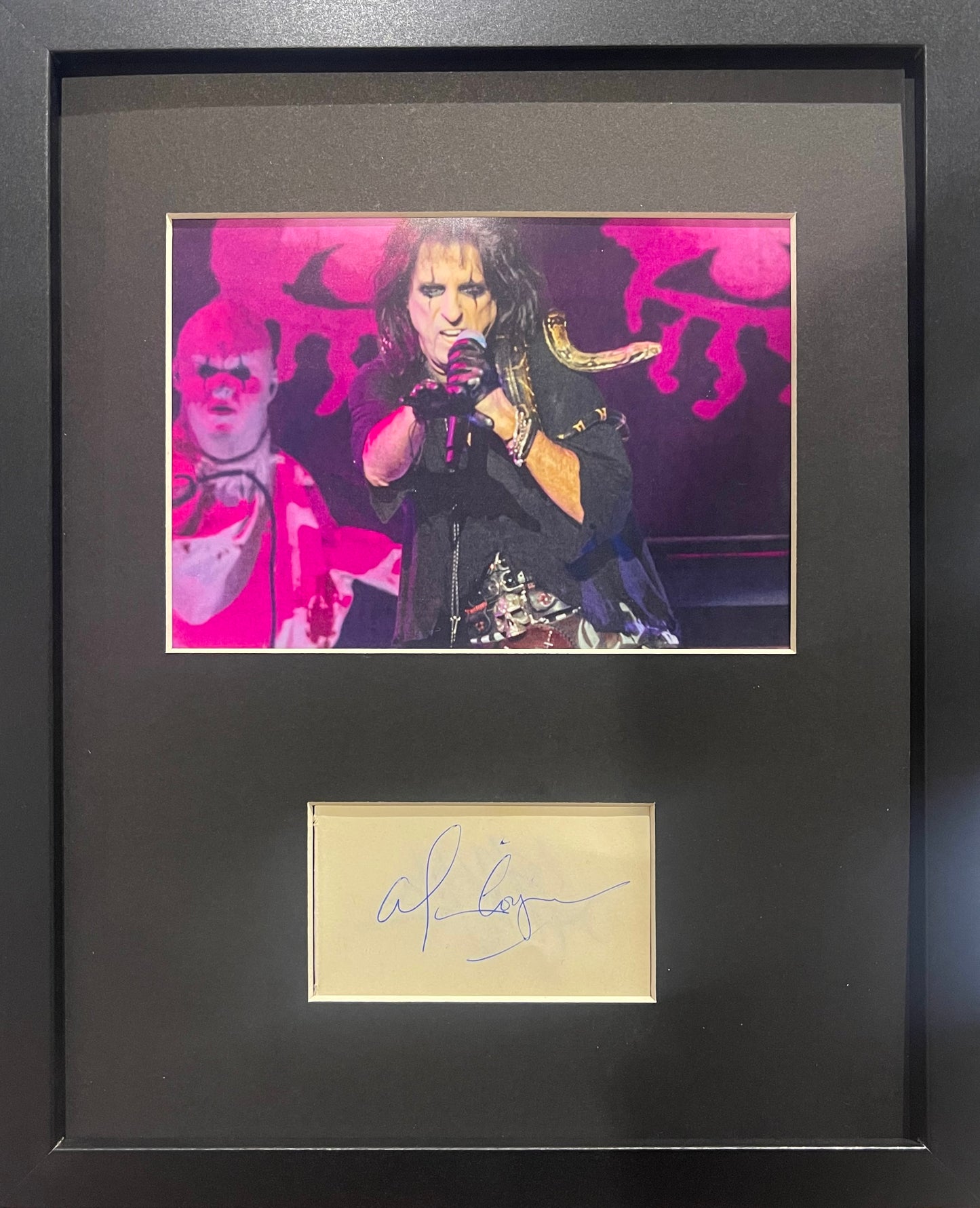 ALICE COOPER HAND SIGNED MOUNTED FRAMED CARD PRESENTATION WITH AFTAL COA