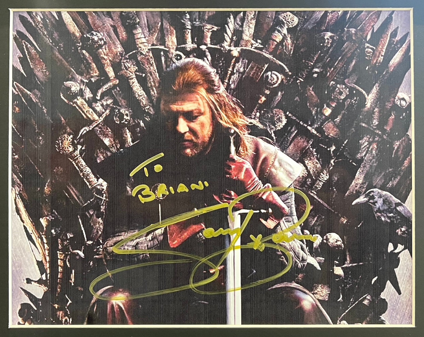 SEAN BEAN GAME OF THRONES HAND SIGNED FRAMED PHOTO AFTAL COA