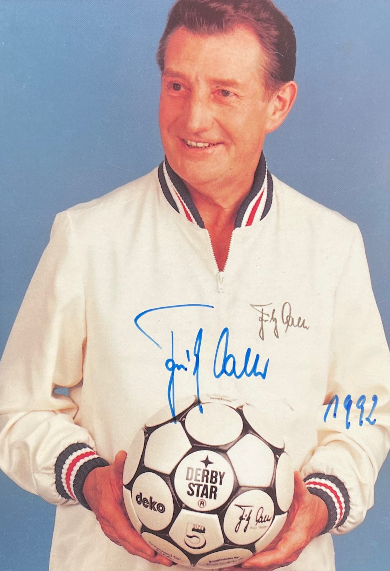 FRITZ WALTER GERMAN, FC KAISERSLAUTERN LEGEND, HAND SIGNED PHOTO WITH COA