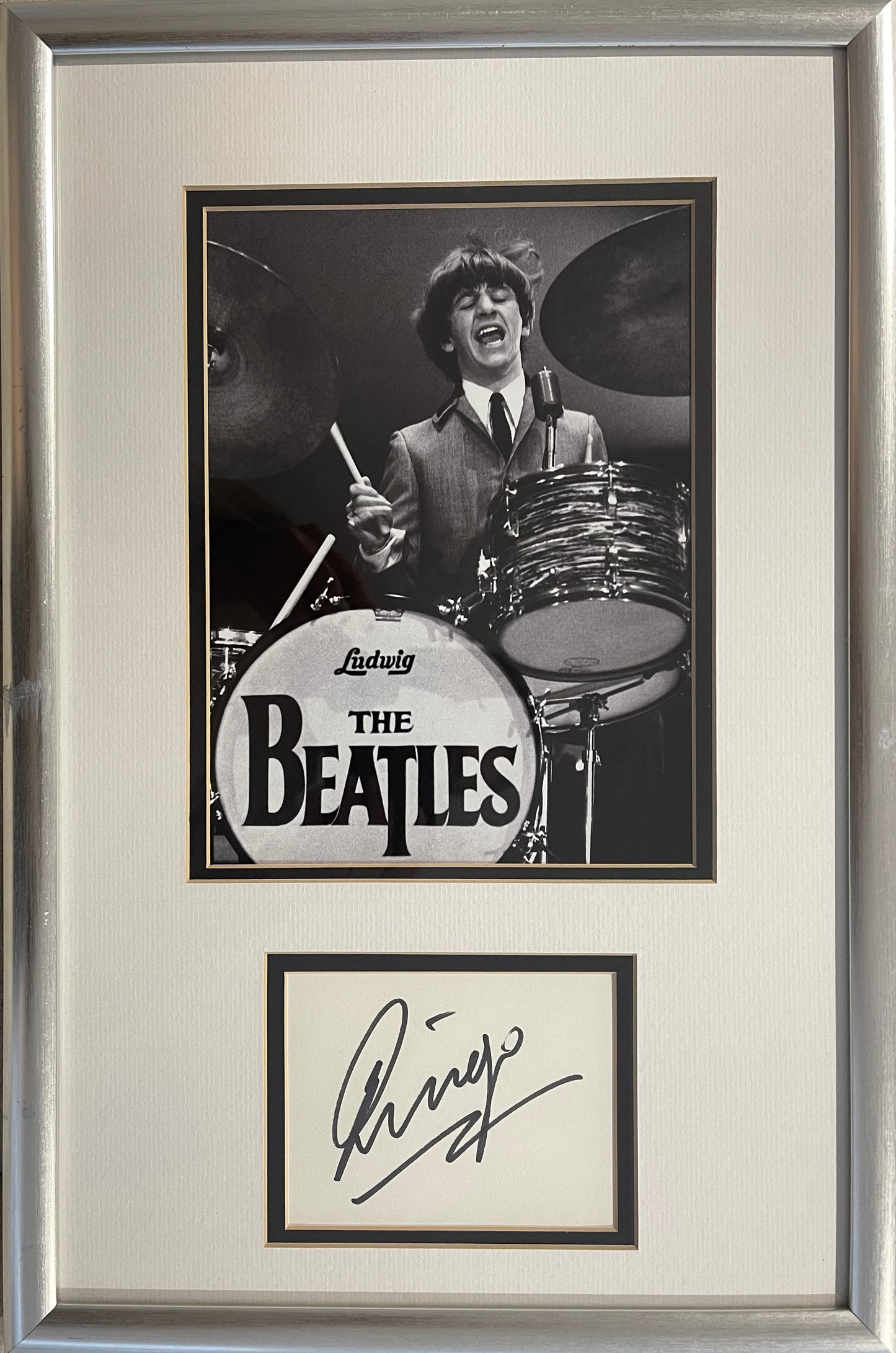 RINGO STARR HAND SIGNED MOUNTED FRAMED CARD PRESENTATION WITH COA