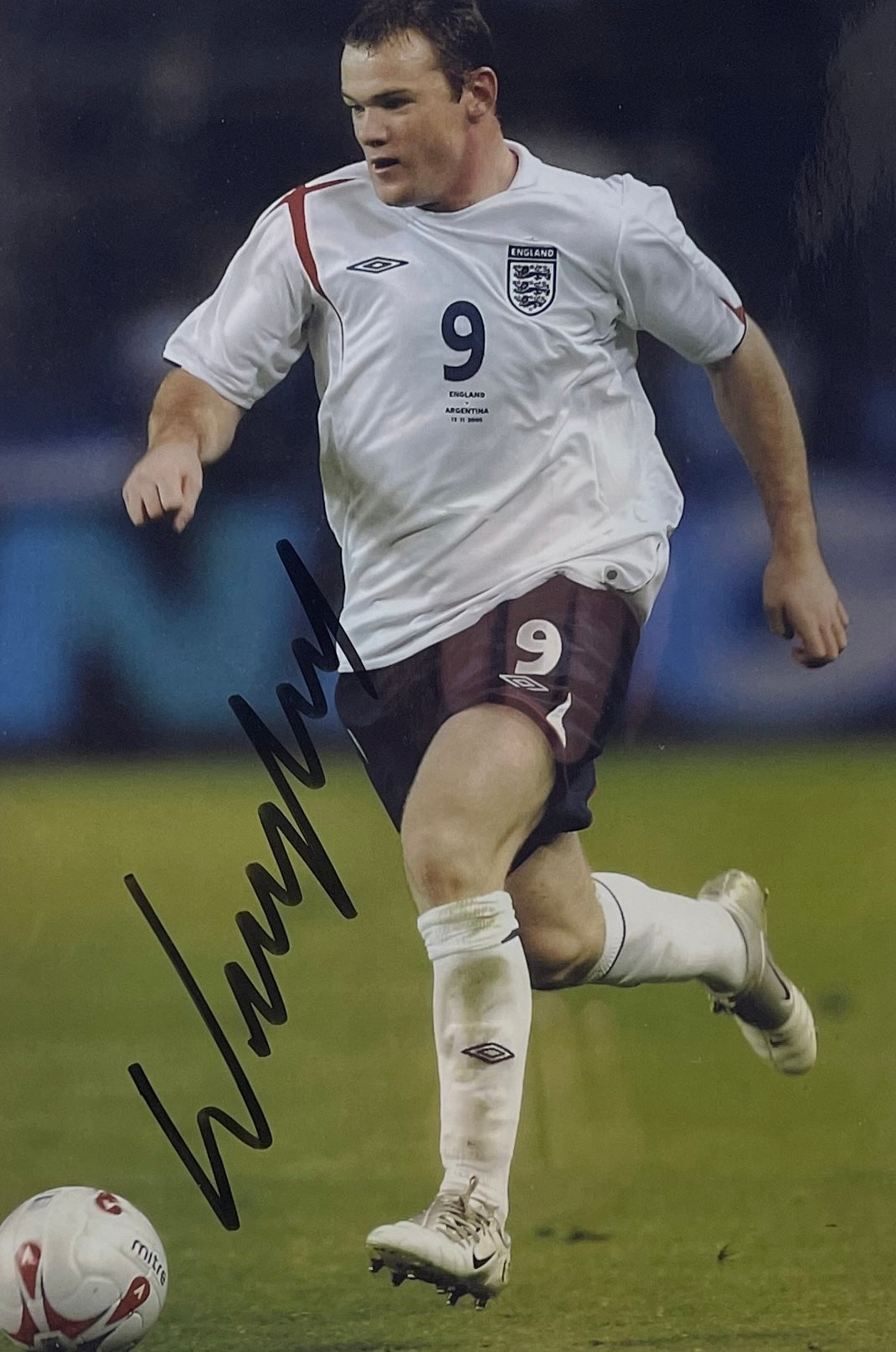 WAYNE ROONEY MANCHESTER UNITED LEGEND ENGLAND HAND SIGNED PHOTO WITH COA