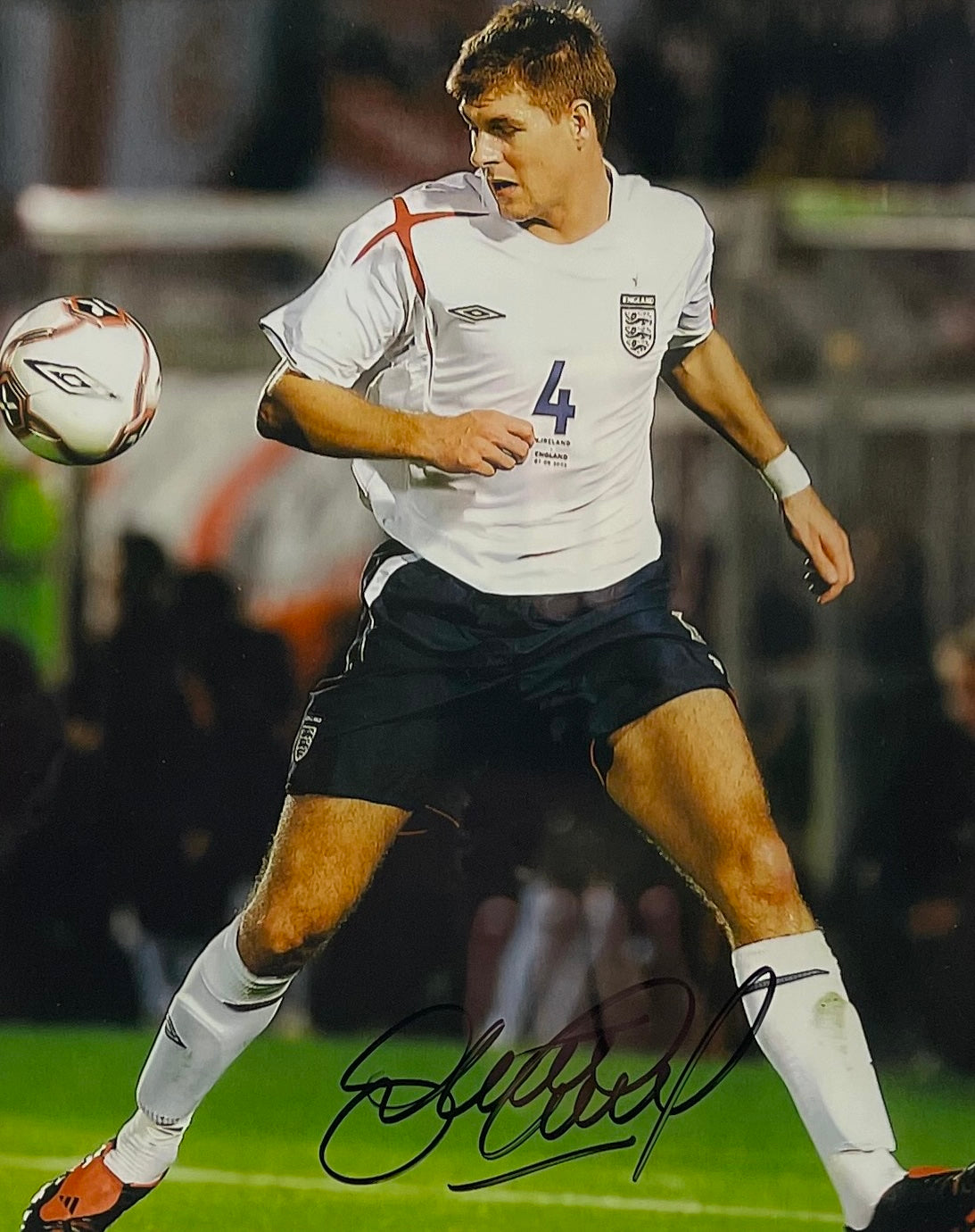 Steven Gerard Hand Signed Large Framed England Photo With COA