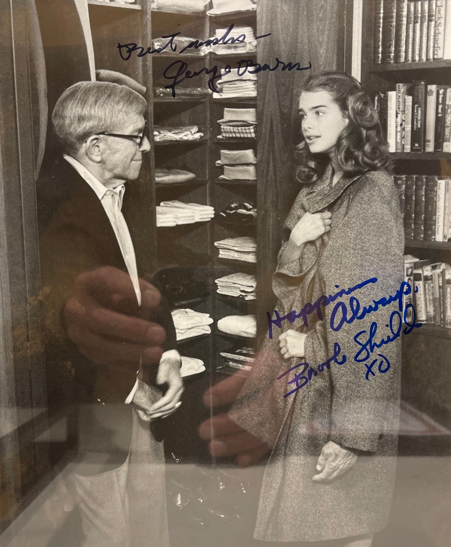 BROOKE SHIELDS, GEORGE BURNS HAND SIGNED FRAMED ORIGINAL FILM PHOTO WITH COA