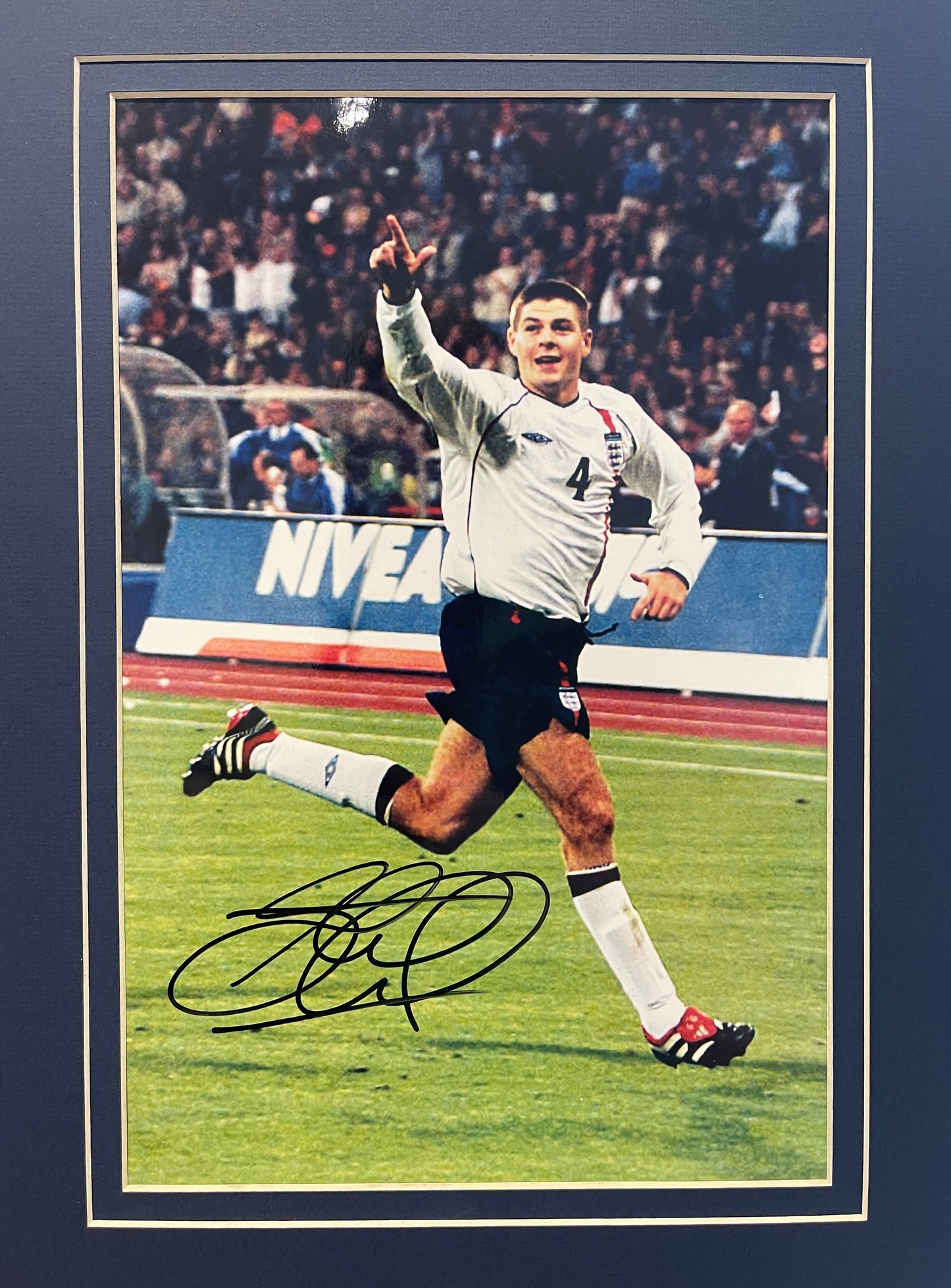 Steven Gerard Hand Signed Large Framed England Photo With COA