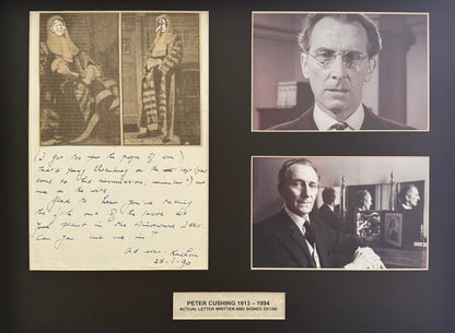 Peter Cushing, Hand Signed Letter Presentation With COA