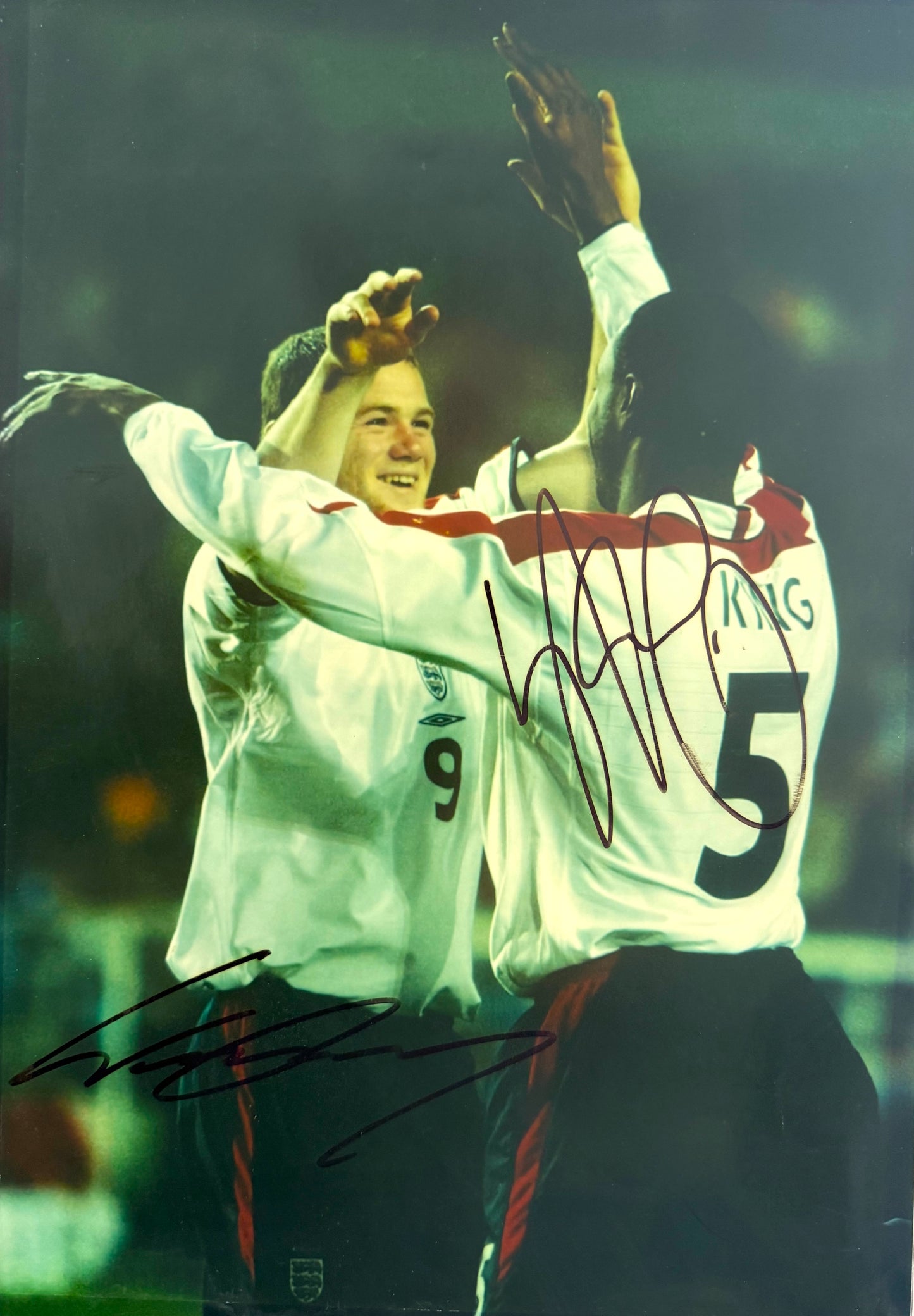 Wayne Rooney, Ledley King, Former England Players, Hand Signed 40x30cm Framed Photo & COA