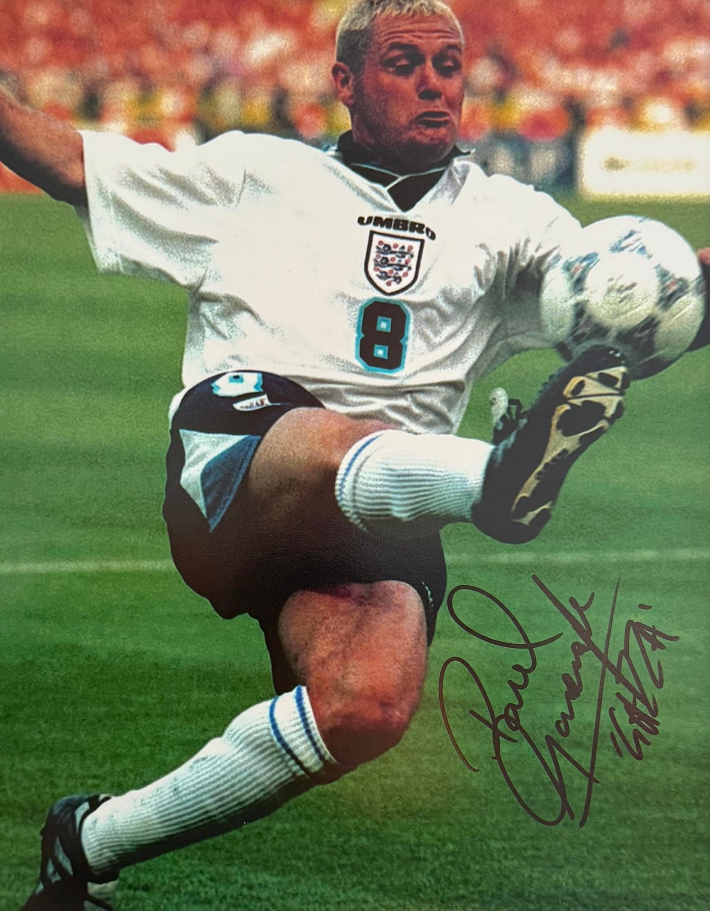 Paul Gascoigne, England, Newcastle United, Spurs, Hand Signed Framed Photo & COA