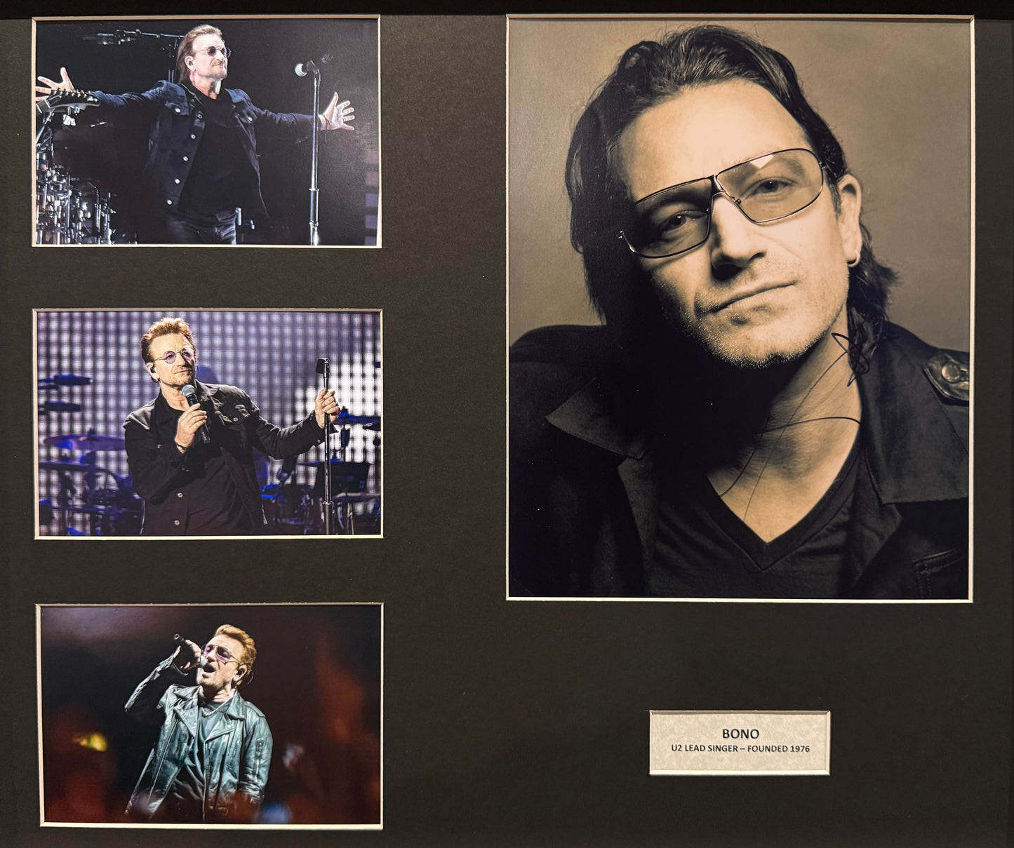 Bono, U2 Lead Singer, Hand Signed Mounted Framed Photo Presentation With AFTAL COA