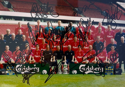 Liverpool FC 2006/7 Multi-Hand Signed (14 Players) Squad Photo With COA