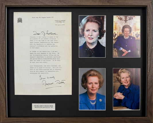 Margaret Thatcher British Prime Minister Hand Signed Letter, Photo Presentation, & COA