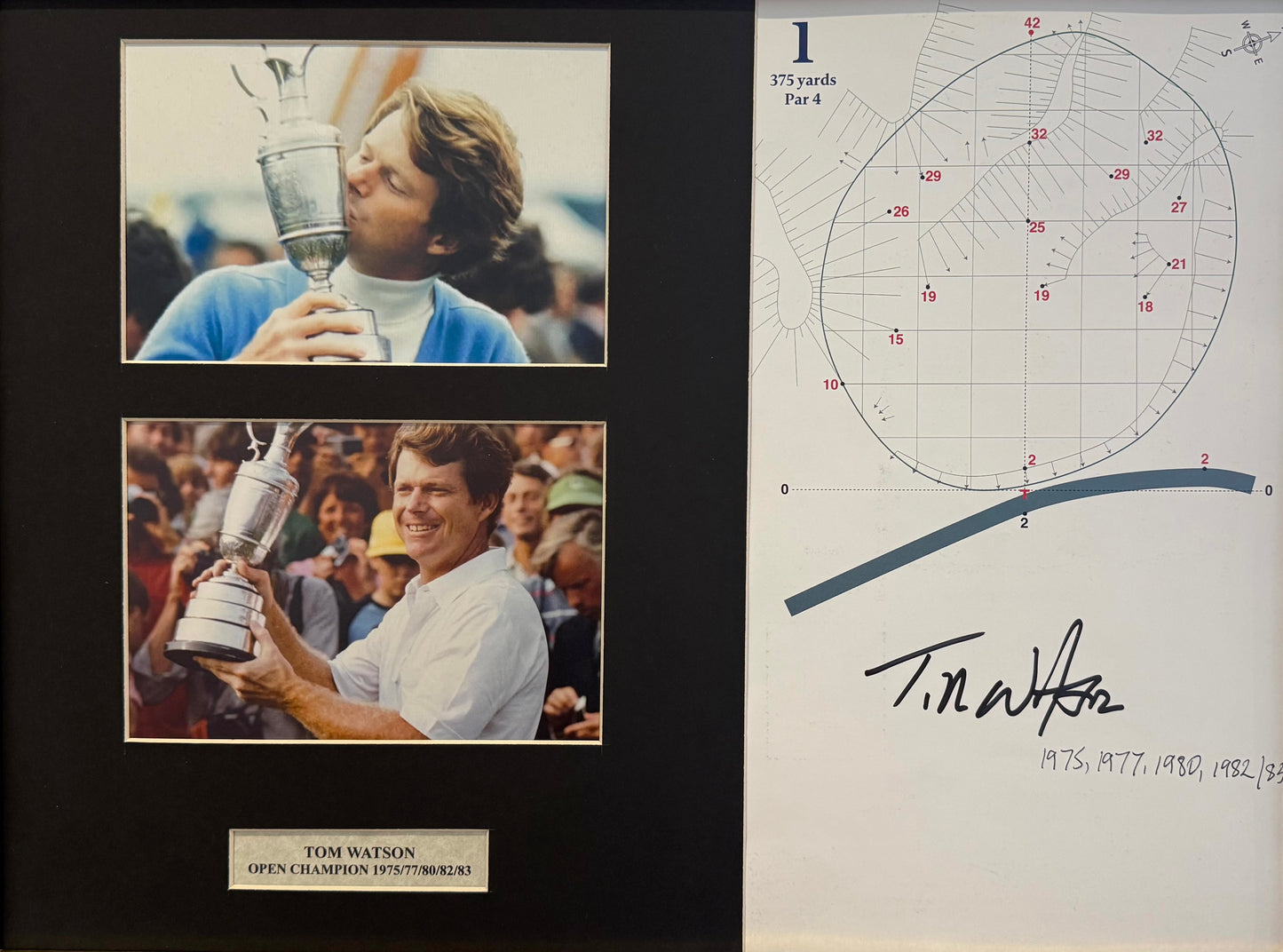 Tom Watson Hand Signed 144th 'The Open' Original Yardage Page 16' x 12' Framed With COA