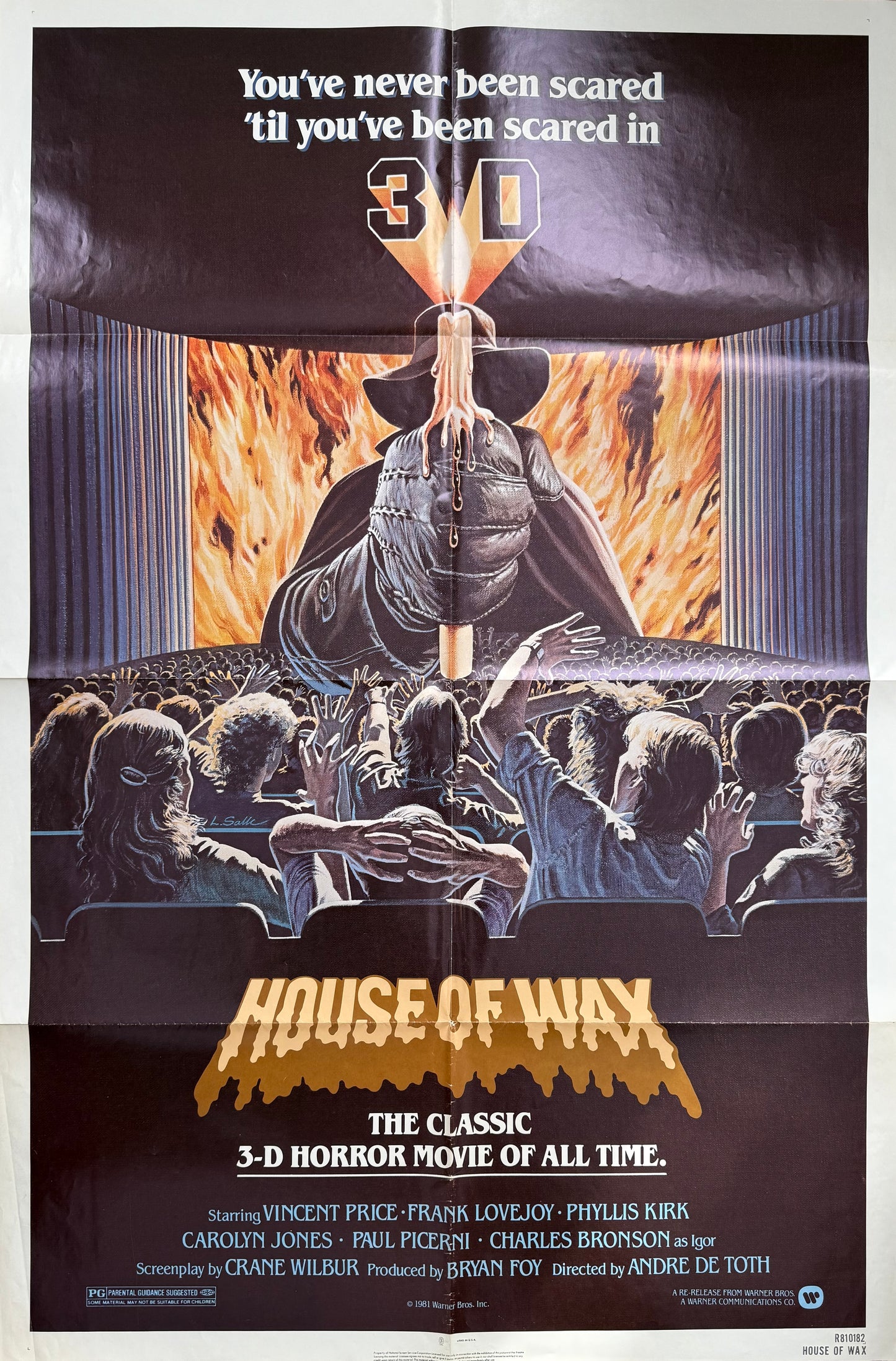 House Of Wax, 3D Re-Release, Original 1981 Film Poster, 42' x 27' inch & COA