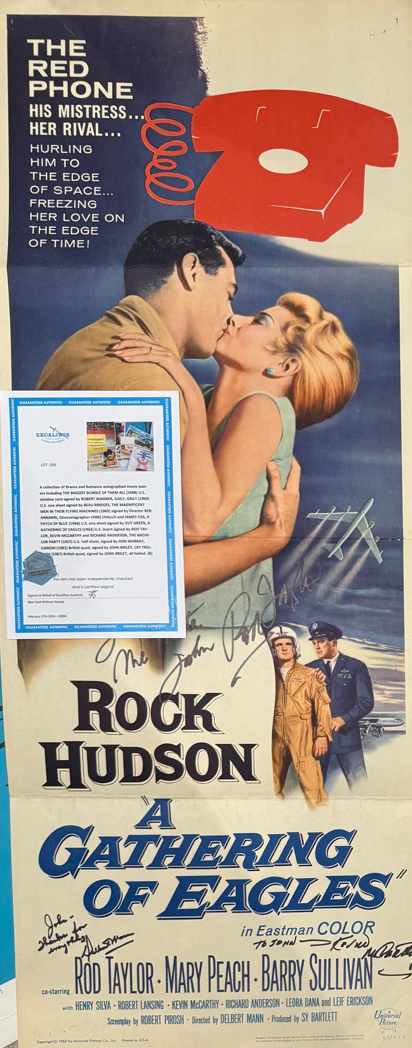 A Gathering of Eagles Original 1963 Film Poster Hand Multi-Actor Hand Signed & COA