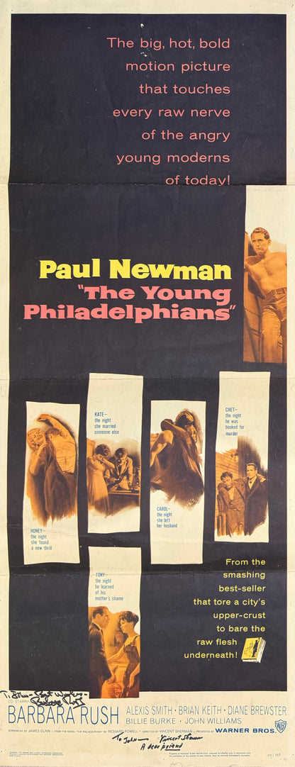 The Young Philadelphians Original 1959 Film Poster Hand Multi-Actor Hand Signed & COA