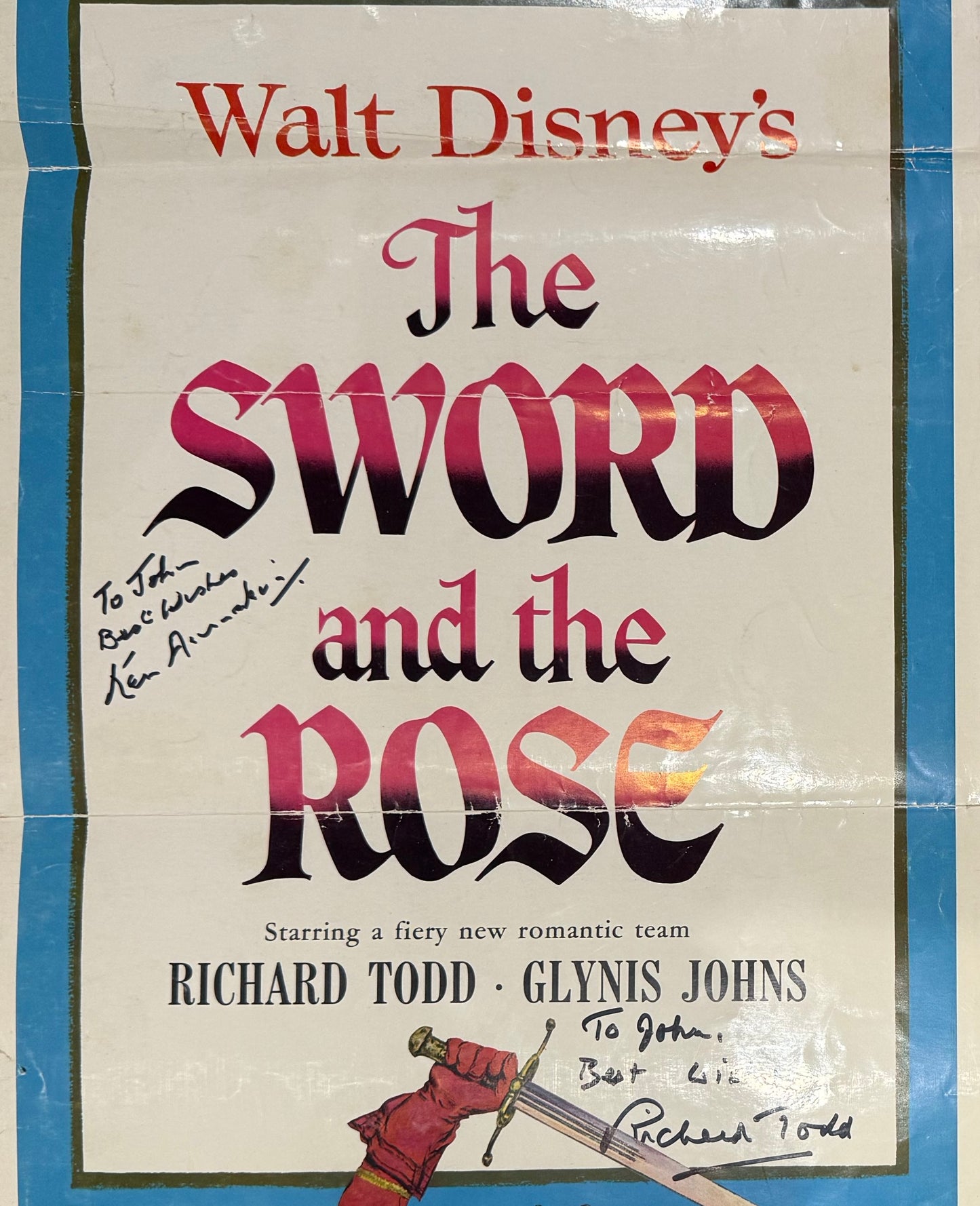 The Sword And The Rose Original Disney 1953 Film Poster Director/Actor Hand Signed & COA