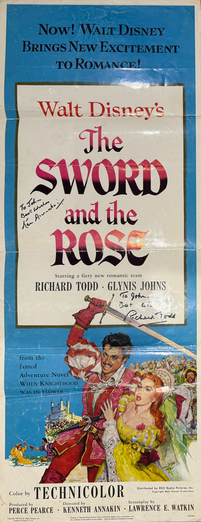 The Sword And The Rose Original Disney 1953 Film Poster Director/Actor Hand Signed & COA