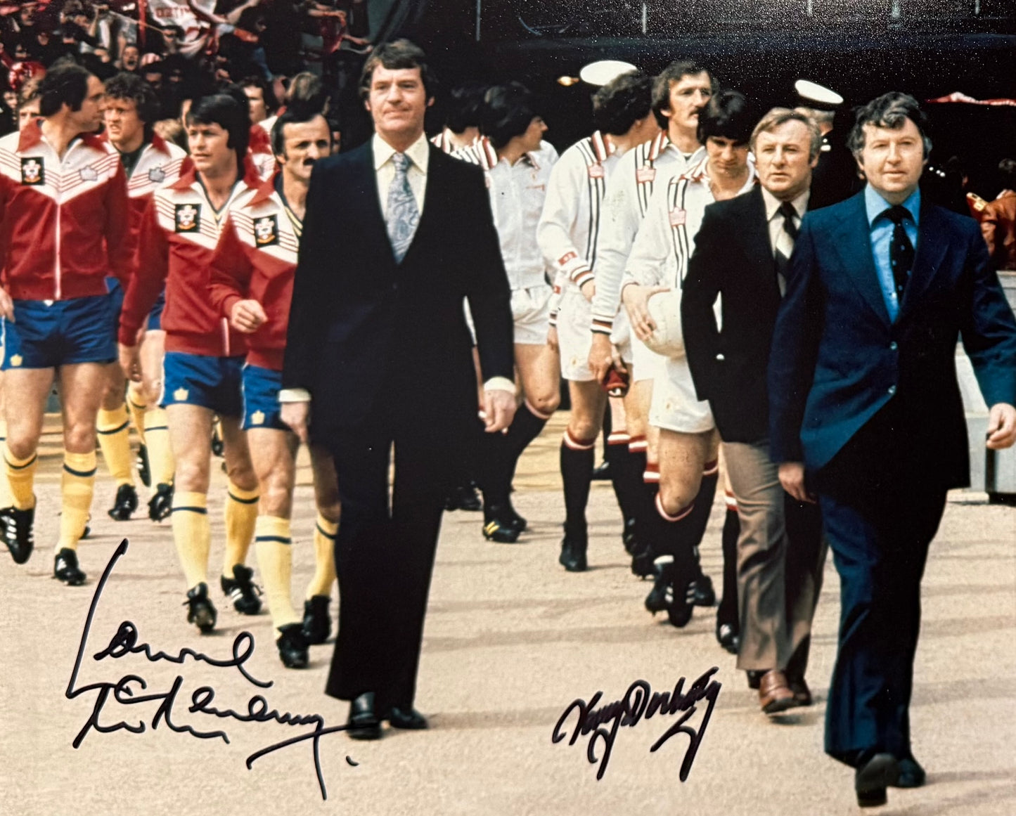 Docherty, McMenemy, 1976 FA Cup Final Hand Signed Presentation, Original Programme & AFTAL COA