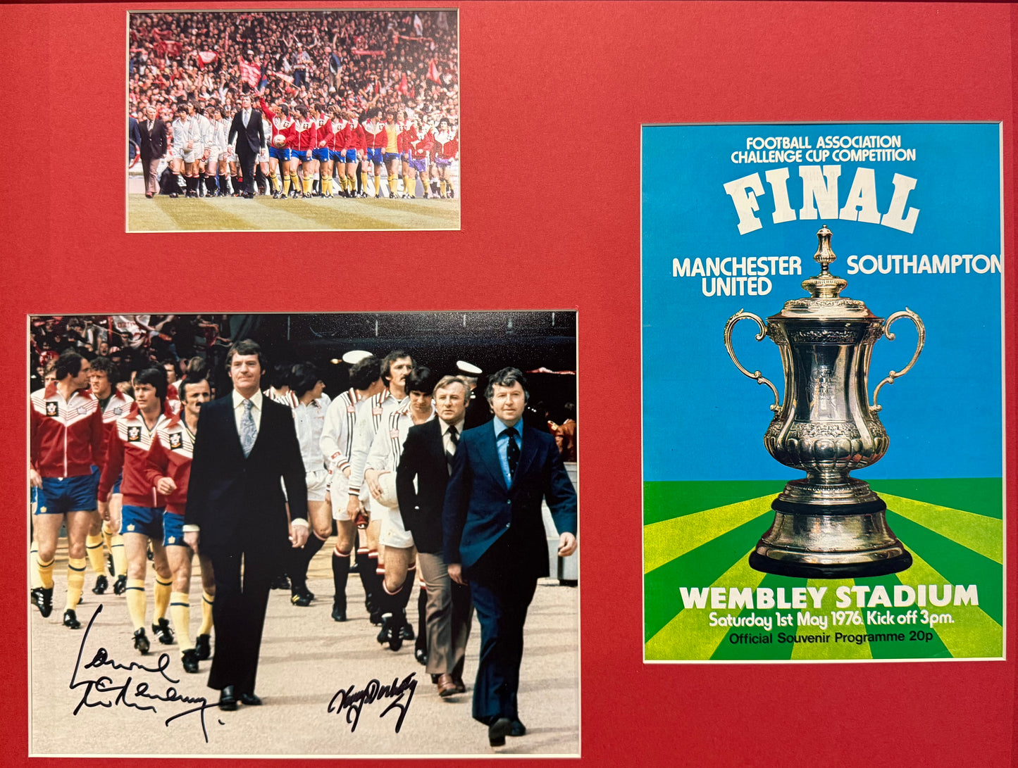 Docherty, McMenemy, 1976 FA Cup Final Hand Signed Presentation, Original Programme & AFTAL COA