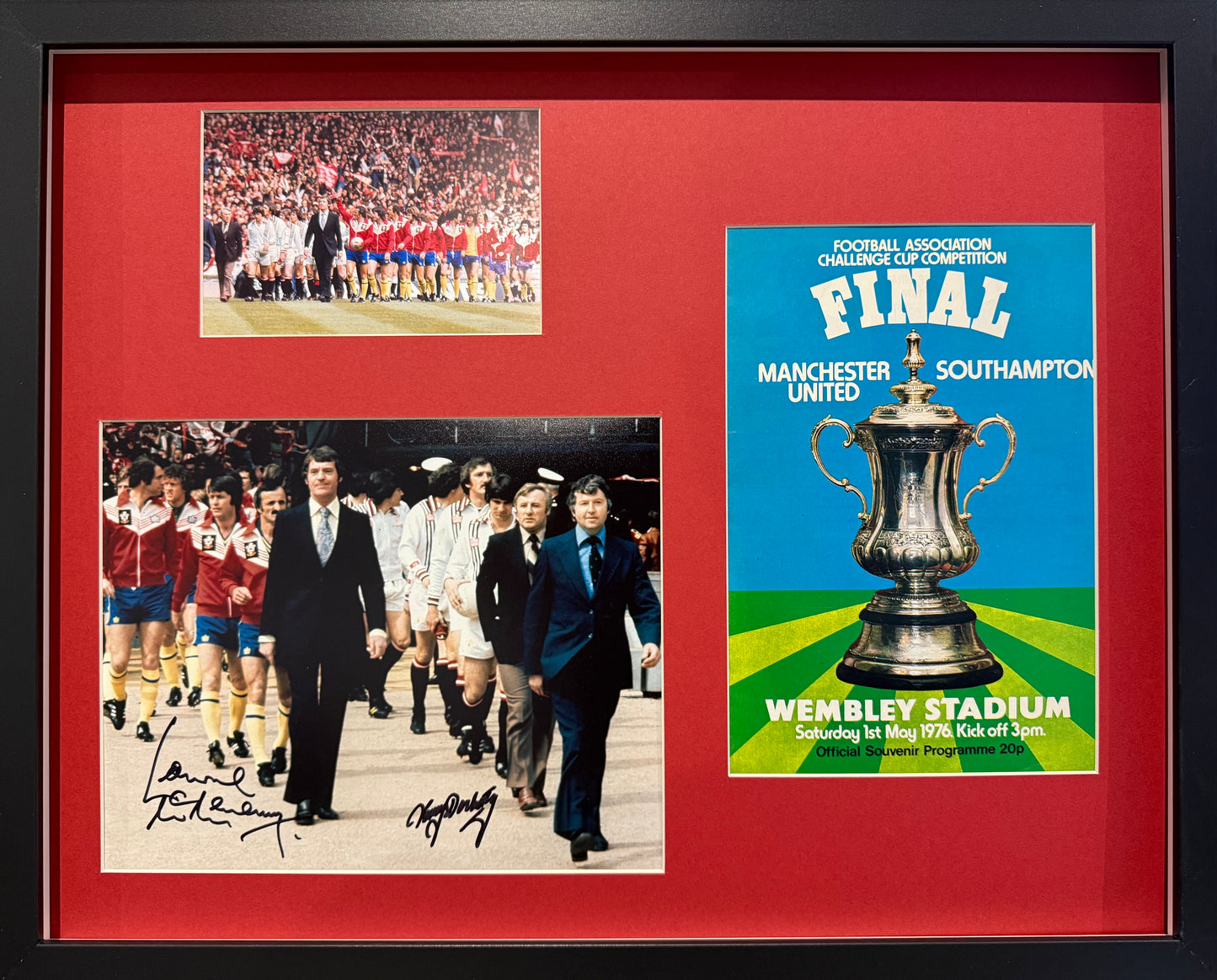 Docherty, McMenemy, 1976 FA Cup Final Hand Signed Presentation, Original Programme & AFTAL COA