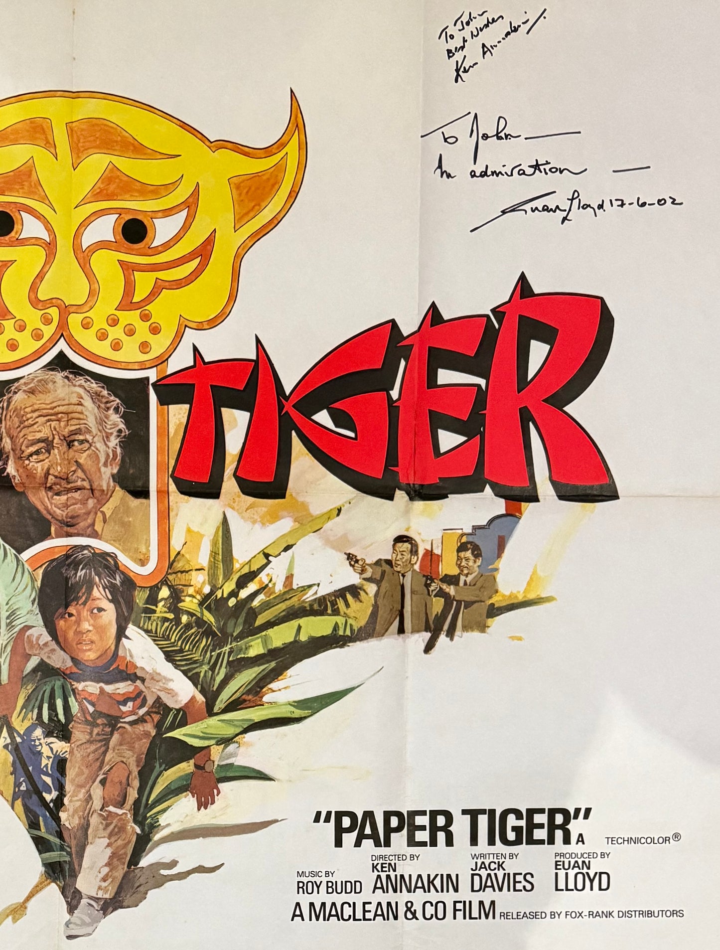 Paper Tiger, Original Cinema Film Poster Hand Signed By Annakin (Director), Lloyd (Producer) & COA