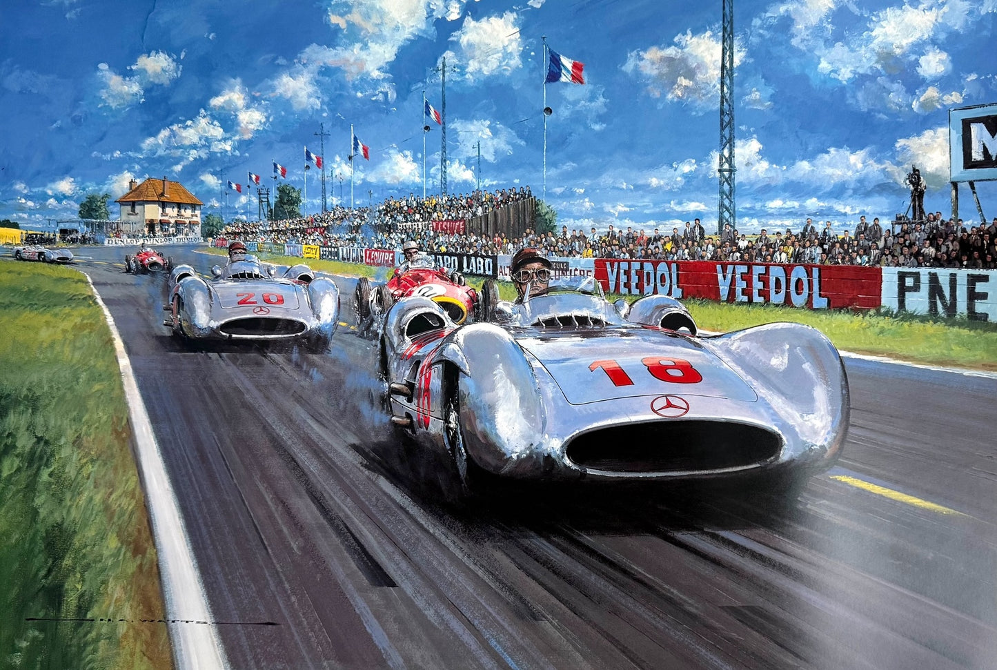 Juan Fangio, Karl Kling, Hans Herrmann, Jose Gonzalez, F1 Legends Hand Signed Ltd. Edition Print & COA