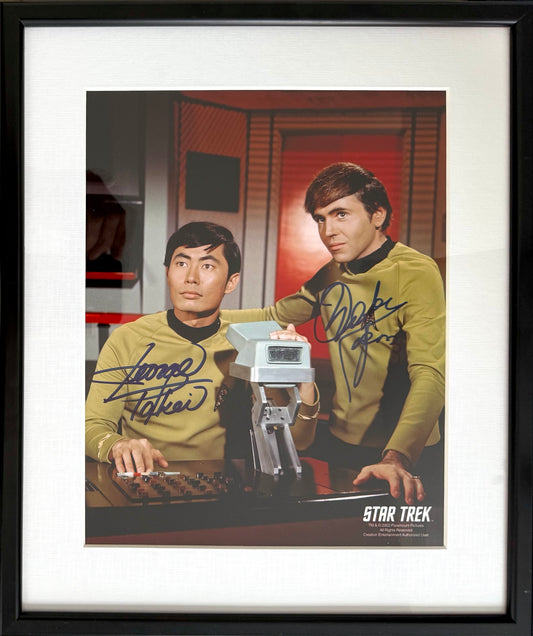 Star Trek Original Series Sulu and Chekov Hand Signed Framed Photo With COA