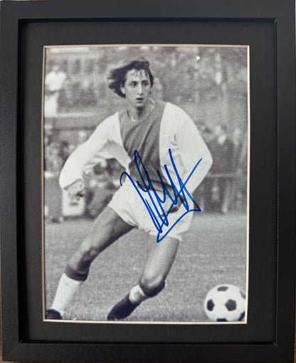 Johan Cruyff, Holland, Ajax, Barcelona Legend, Hand Signed Framed 10' x 8' inch Photo With COA