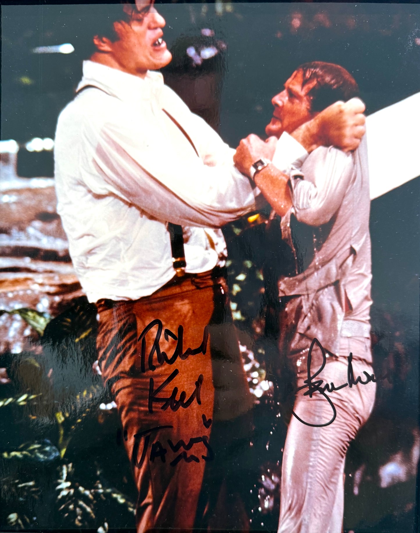 Roger Moore '007' And Richard Kiel 'Jaws' James Bond Dual Hand Signed Photo & COA