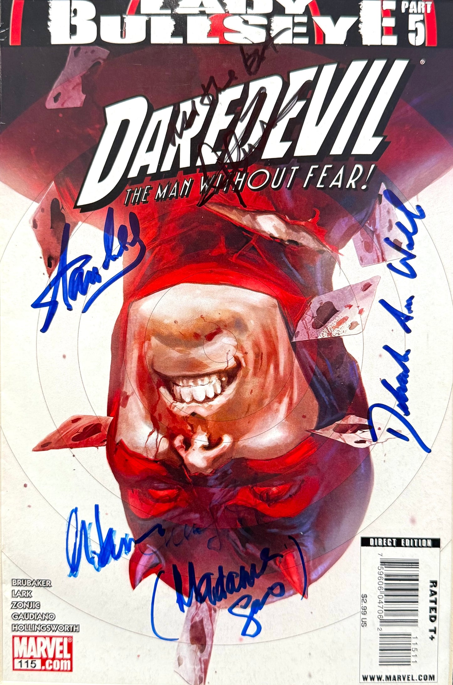 Stan Lee +3 Hand Signed Framed Marvel 'Daredevil' Comic With AFTAL COA